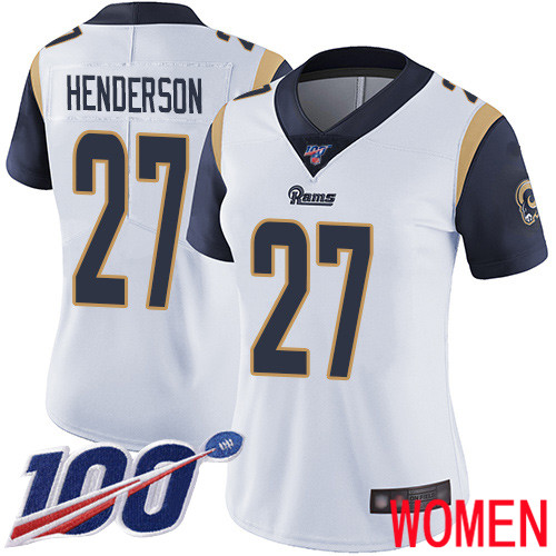 Los Angeles Rams Limited White Women Darrell Henderson Road Jersey NFL Football #27 100th Season Vapor Untouchable